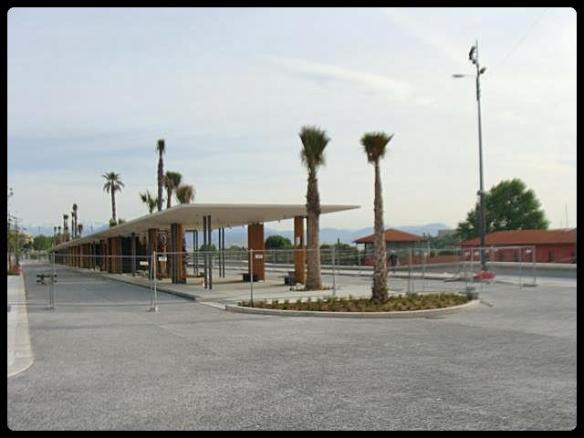 Passerelle bus stop in Antibes, still unopened at May 2014