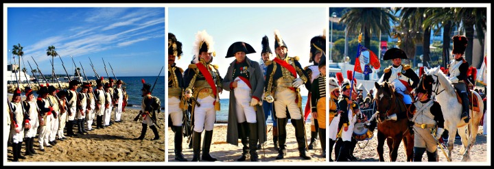 Scenes from previous years of the historical re-enactment of Napoléon's landing at Golfe Juan beach