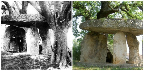 Vintage photo and modern photo of the Fairy Stone (Pierre de la Fée) in the Var